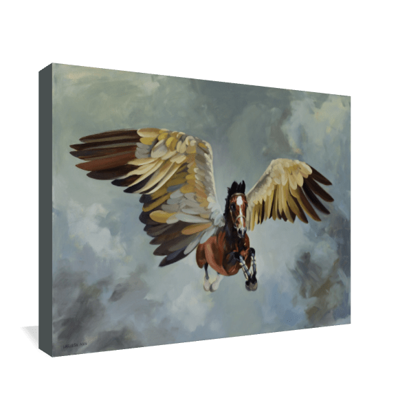 Pegasus winged horse fine art giclee print on gallery wrapped canvas by equestrian artist Larissa Ann