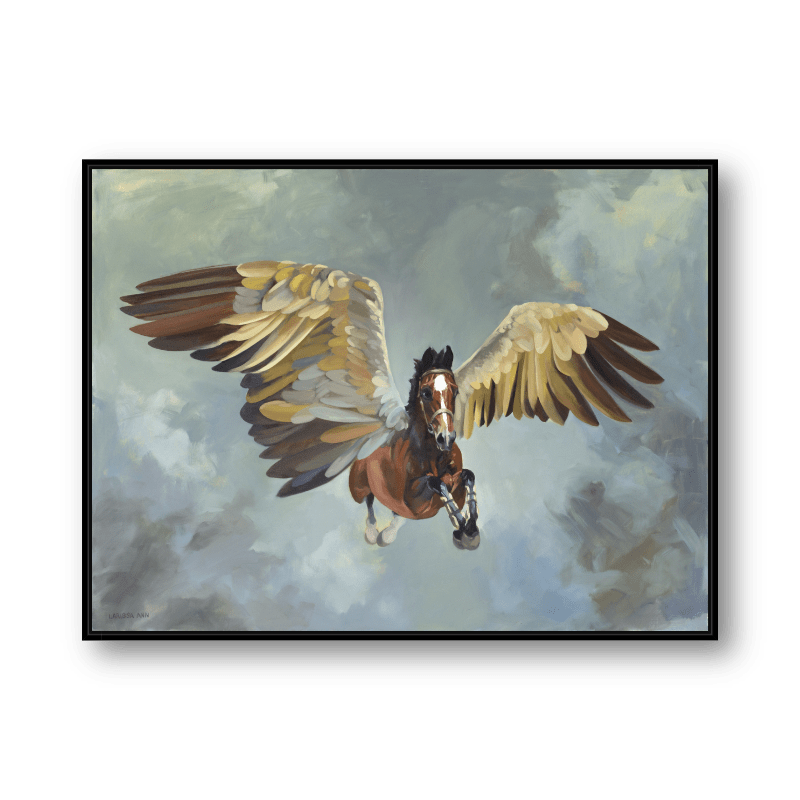 Pegasus winged horse fine art giclee print on gallery wrapped canvas by equestrian artist Larissa Ann