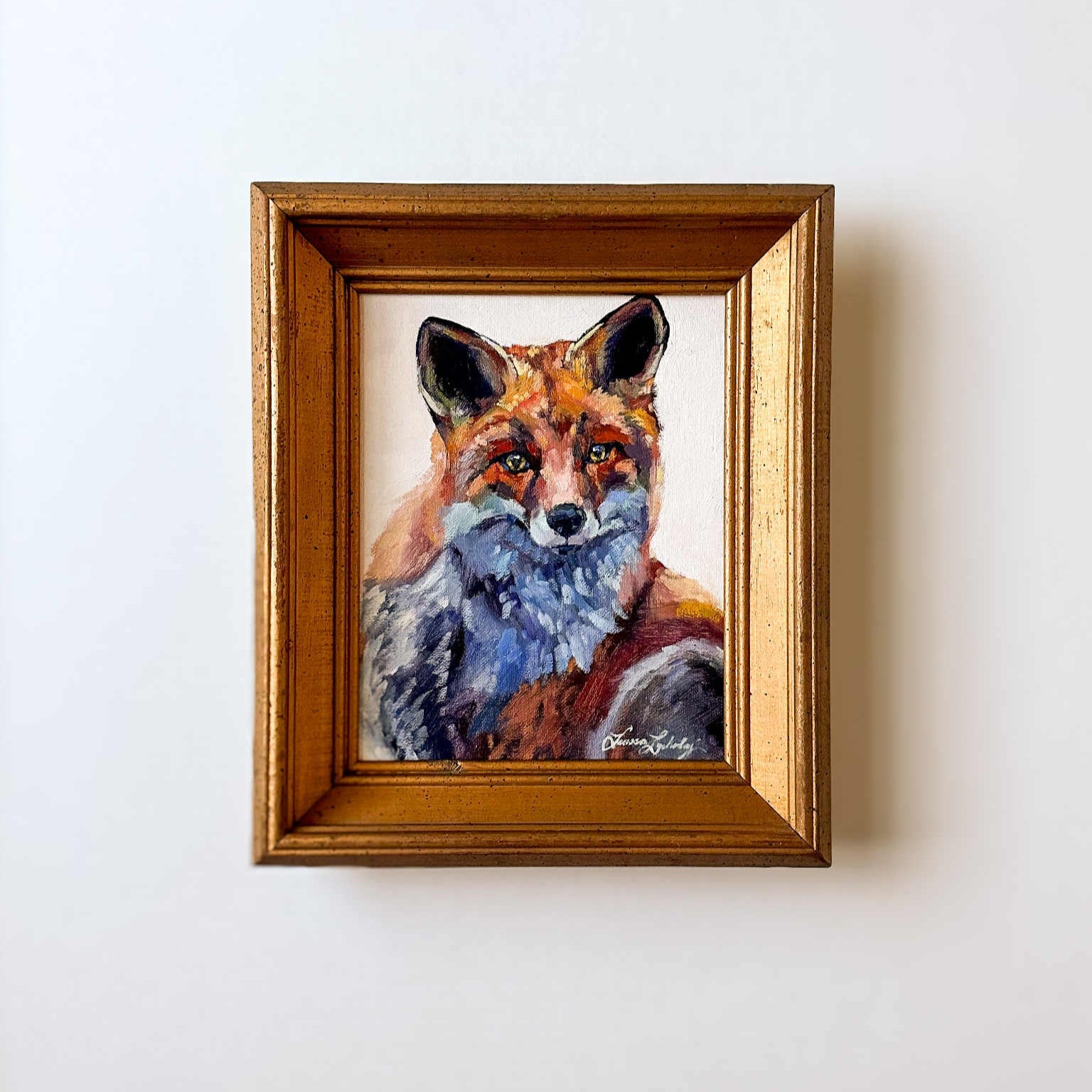 Lady in Pink fox fine art print by equestrian artist larissa ann. Archival quality wall art for fox lovers and collectors.