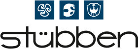 Logo of Stübben with three symbols above the brand name.