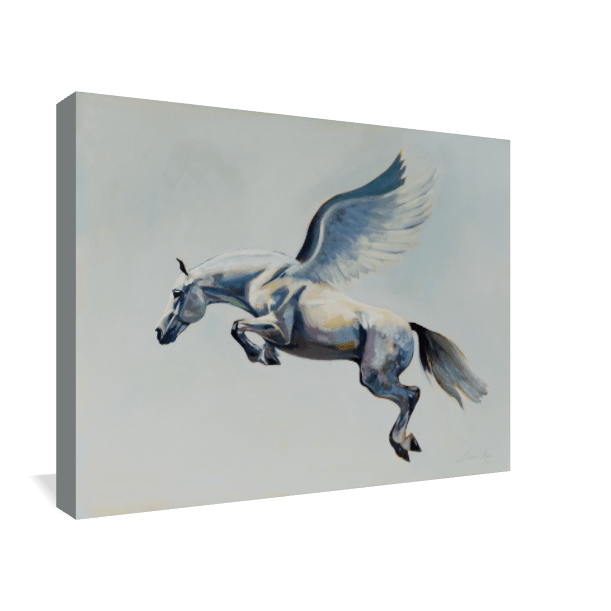 Winged Pegasus horse art print on canvas by equestrian artist Larissa Ann