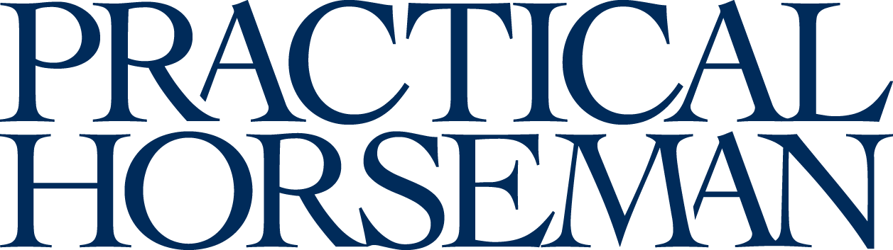 Logo of 'Practical Horseman' with blue text on a white background