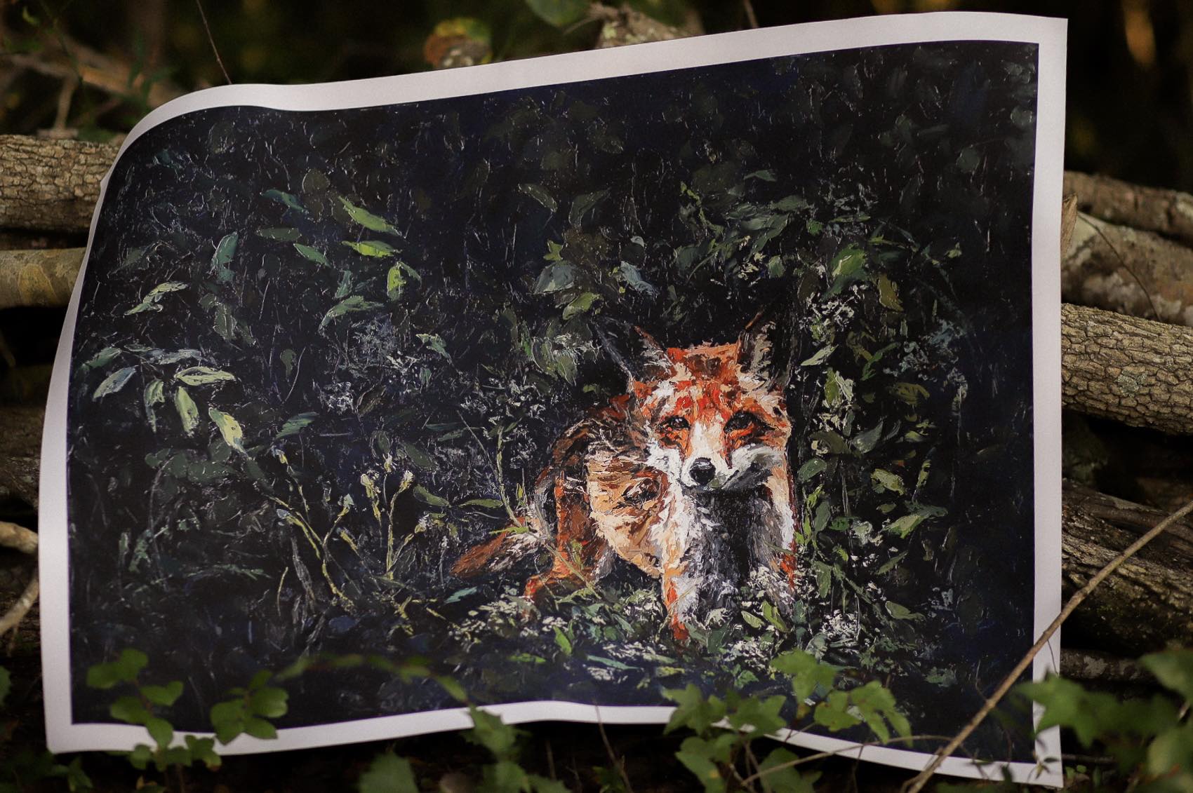 Fine art giclee print of a fox painted by Larissa Ann