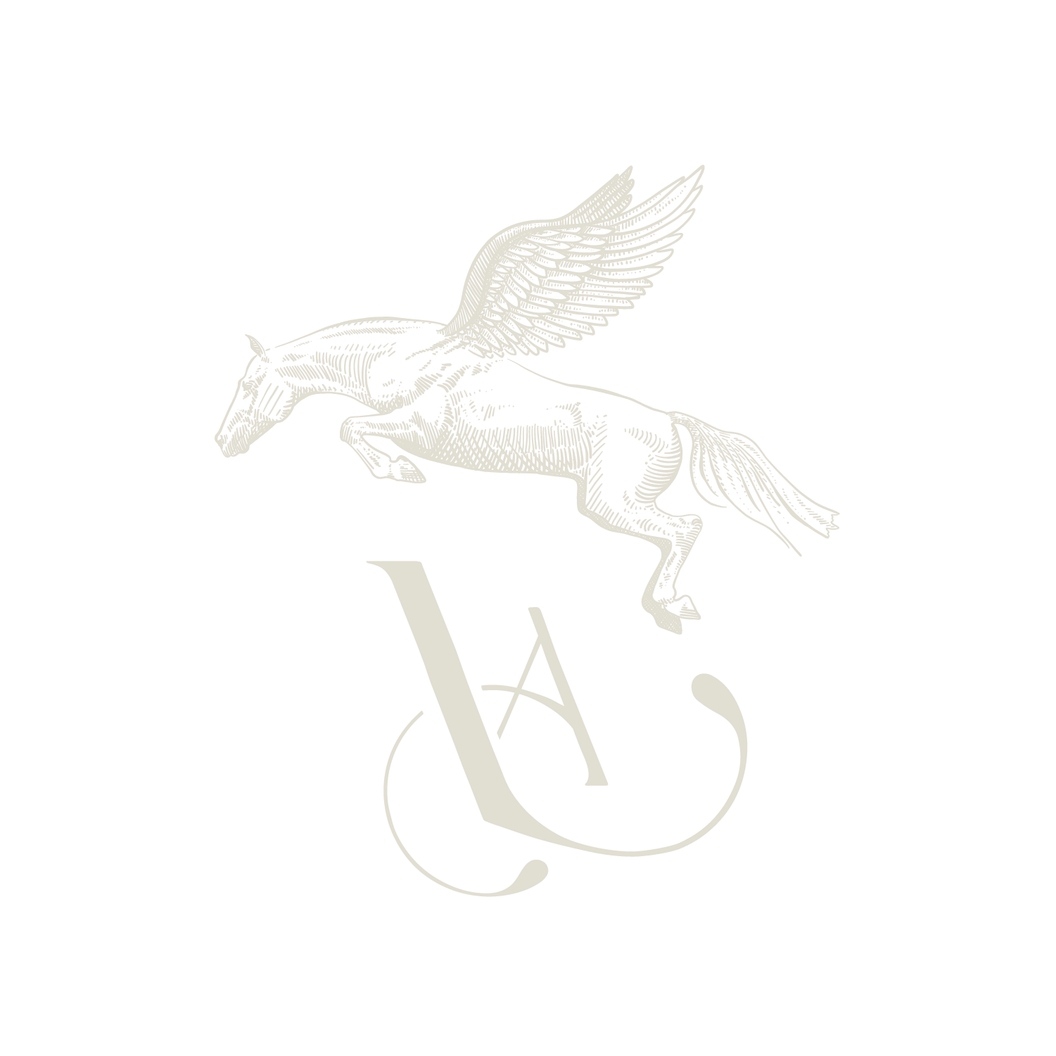 Artist Larissa Ann's logo with a winged horse