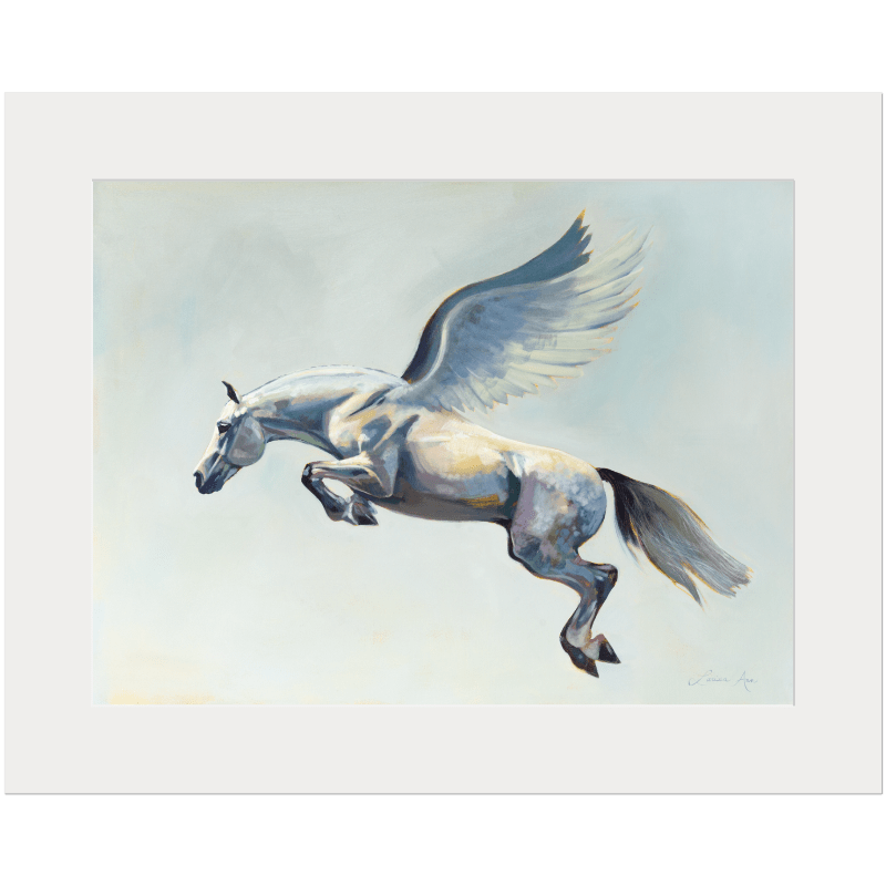 Winged Pegasus horse matted fine art print by equestrian artist Larissa Ann