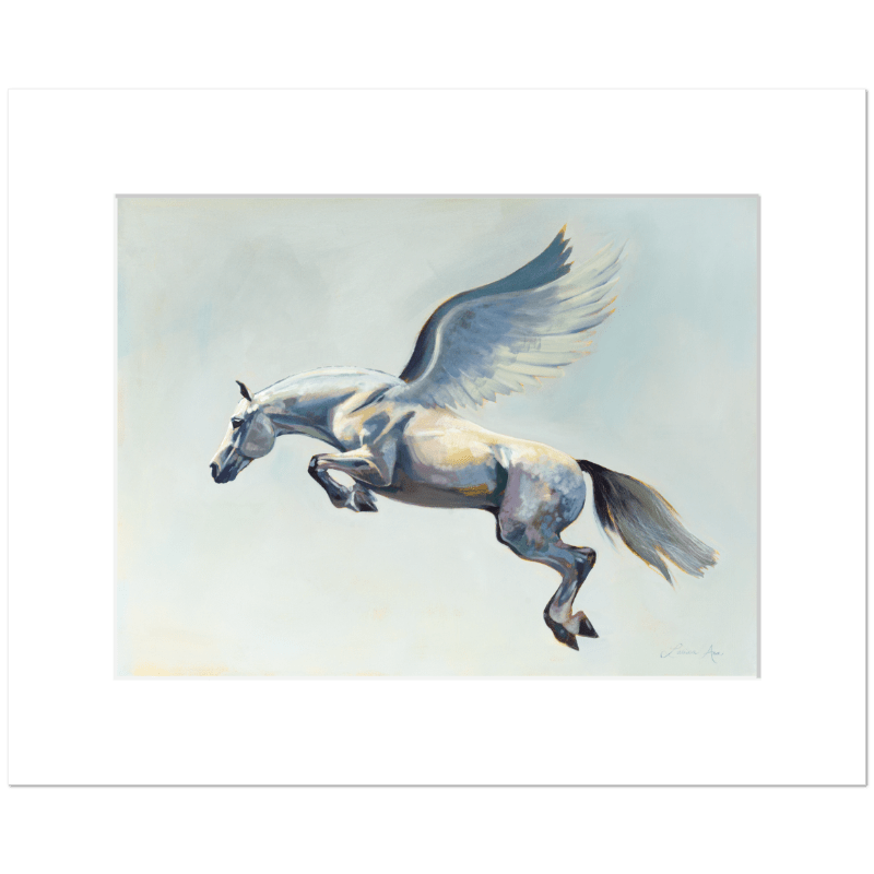 Winged Pegasus horse matted fine art print by equestrian artist Larissa Ann